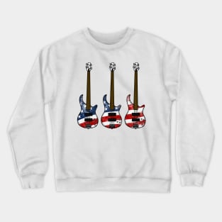 Bass Guitar USA Flag Bassist Musician 4th July Crewneck Sweatshirt